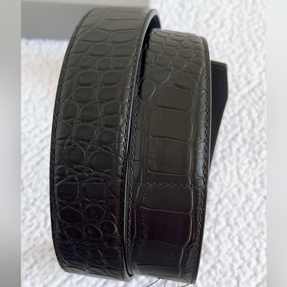 Balenciaga Men's BB Logo crocodile embossed Leather Belt - Picture 7 of 16